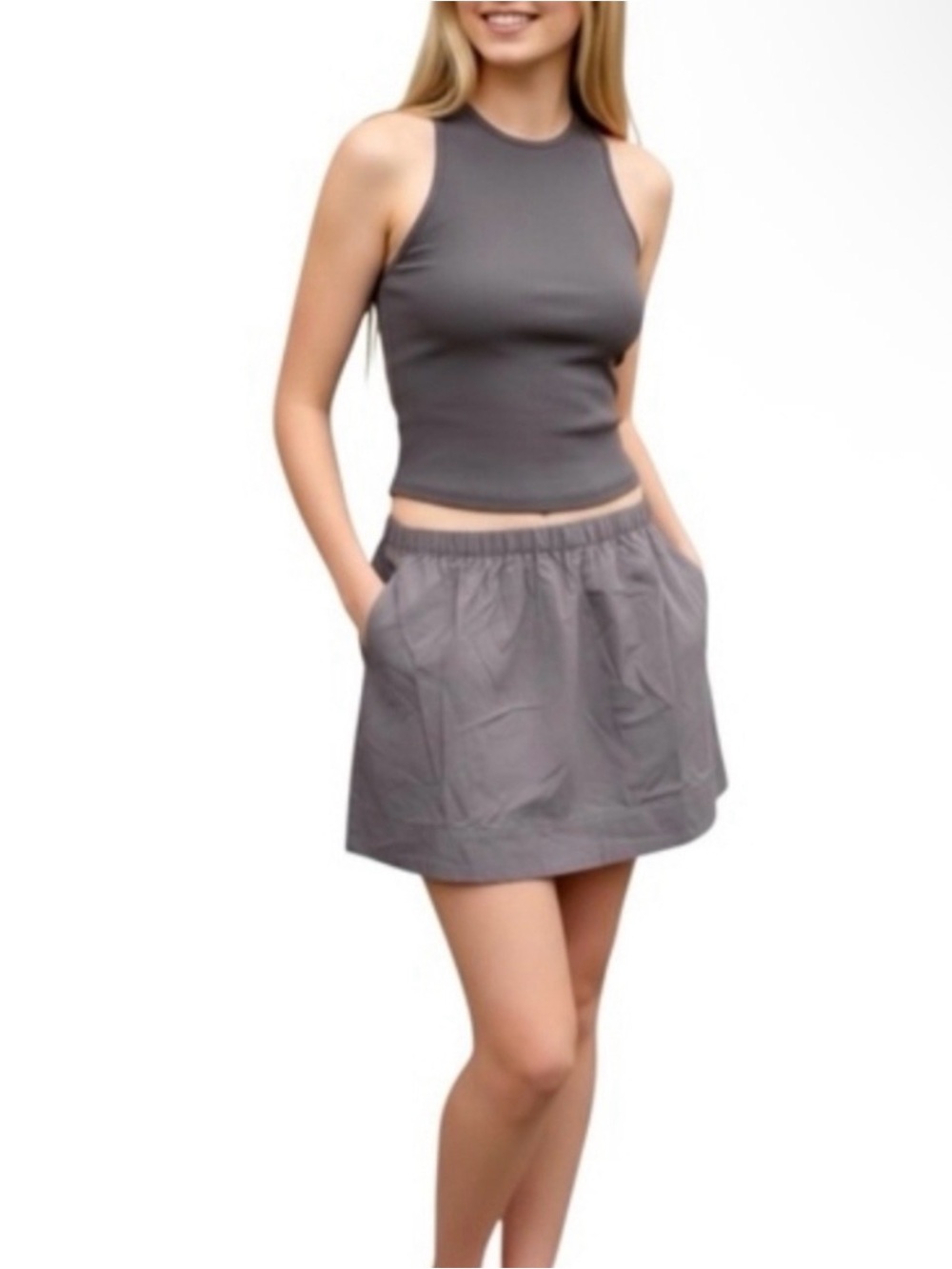 FreeEST From FP Grey Tank/Skirt SET milani